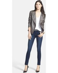 Trouvé Trouvé Collarless Leather Jacket - Lyst