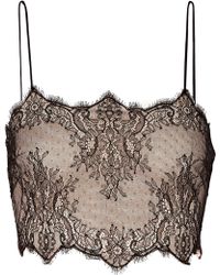 Antonio Berardi Cropped Silk-Lace And Stretch-Mesh Top - Lyst