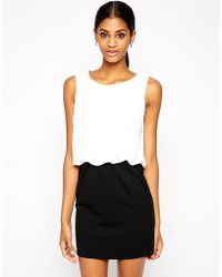 Tfnc Body-Conscious Dress With Blouson Top And Lace Back Detail - Lyst