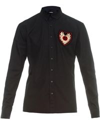 Balmain Crest-Embellished Cotton Shirt - Lyst