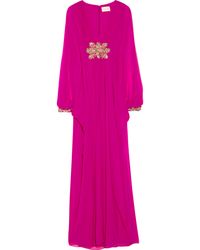 Marchesa Embellished Silk-Chiffon Gown - Lyst