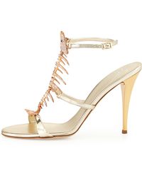 Giuseppe Zanotti Crystal Fishbone Metallic Sandal - Lyst