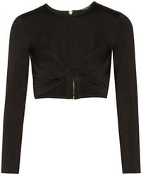 Balmain Cropped Stretch-Jersey Top - Lyst