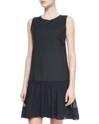Brunello Cucinelli Sleeveless Poplin Combo Dress - Lyst