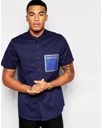 Asos Shirt In Short Sleeve With Heat Seal Pocket Detail - Lyst