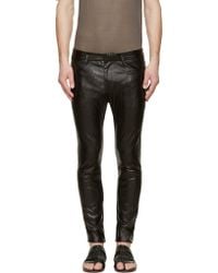 Haider Ackermann Black Shimmer Leather Skinny Trousers - Lyst