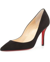 Christian Louboutin Apostrophe Suede Point-Toe Red Sole Pump - Lyst