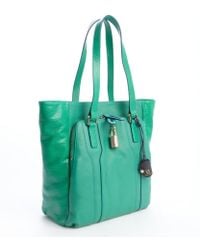 Olivia Harris Green Leather 'Kraven' Padlock Tote - Lyst