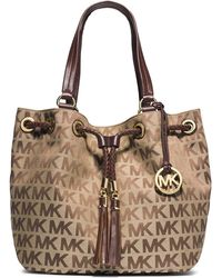 michael kors jet set logo jacquard tote bag