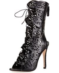 Alice + Olivia Georgia Laser-Cut Leather Boot - Lyst