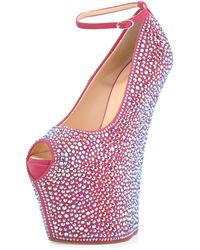 Giuseppe Zanotti Pazzia Crystal Ankle-Strap Wedge - Lyst