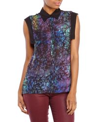 Sandro Sleeveless Printed Shirt - Lyst