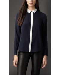 Burberry Colour Block Silk Shirt - Lyst