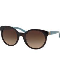 Tory Burch Round Colorblock Sunglasses - Lyst