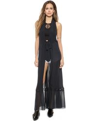 Haute Hippie Lace Racer Back Cloak - Black - Lyst