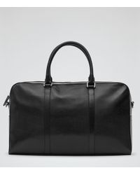 reiss leather holdall