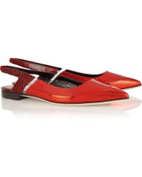Antonio Berardi + Rupert Sanderson Patent-Leather And Python Point-Toe Flats - Lyst
