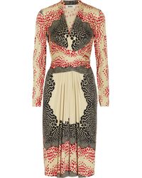 Issa Wrap-Effect Printed Silk-Jersey Dress - Lyst