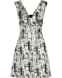 Lulu & Co Cutout-Back Metallic Jacquard Mini Dress - Lyst