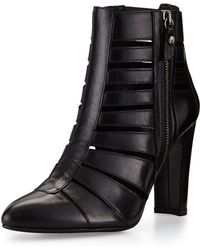 Stuart Weitzman Airliner Cutout Leather Bootie - Lyst