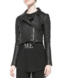 Haute Hippie Cropped Quilted Leather Moto Jacket - Lyst