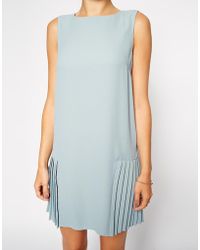 Asos Shift Dress With Drop Waist And Pleated Skirt - Lyst