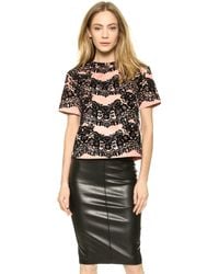 RED Valentino Flocked Print Top - Nude - Lyst