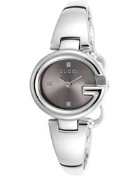 Gucci Women'S Ssima Silver-Tone Steel Brown Dial - Lyst