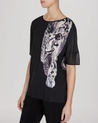 Karen Millen Tee - Placement Animal Print - Lyst