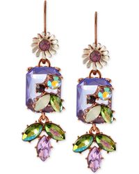 Betsey Johnson Rose Gold-Tone Crystal Gem And Mixed Faceted Bead Drop Earrings - Lyst