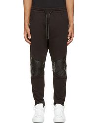 Balmain Black Leather_Trimmed Lounge Pants - Lyst