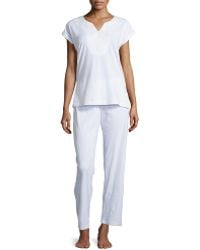 Oscar de la Renta Soft Scroll Embroidery Pajama Set - Lyst