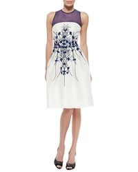 Carolina Herrera Petal-Embroidered Gazar Cocktail Dress - Lyst