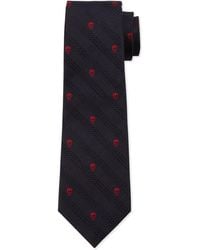 Alexander McQueen Prince Of Wales Skull-Print Silk Tie - Lyst