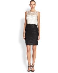 Kay Unger Lace & Tweed Combo Dress - Lyst