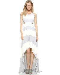 Jay Ahr Striped Cutout Gown - White/Grey - Lyst