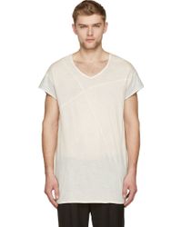 Ann Demeulemeester Ecru And Black Cap Sleeve T_Shirt - Lyst