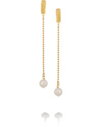 Herve Van Der Straeten 24K Gold Plated Yucata Single Pearl Drop Earrings - Lyst