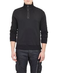 Ralph Lauren Black Label Half-Zip Moto Sweatshirt - Lyst
