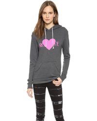 Rodarte Rohearte Hoodie With Pink Heart - Charcoal Grey/Hot Pink - Lyst