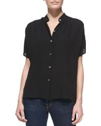 Michael Kors Silk Georgette Short-Sleeve Shirt - Lyst