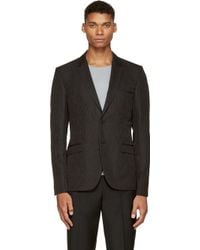 Calvin Klein Black Tonal Pattern Wool Blazer - Lyst