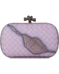 Bottega Veneta Ayers-Inset Intrecciato Knot Clutch - Lyst