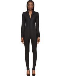 Paco Rabanne Black Wool Lapel Jumpsuit - Lyst