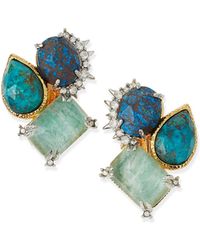 Alexis Bittar Amazonite Crystal Clip-On Stud Earrings - Lyst