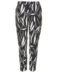 Topshop Cape Leaf Print Cigarette Trousers - Lyst