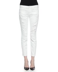 Current/Elliott T The Stiletto Tattered Denim Jeans - Lyst