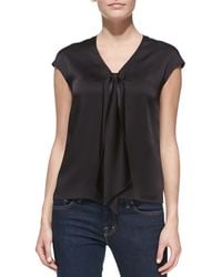 Michael Kors Sleeveless Tie-Front Charmeuse Top - Lyst