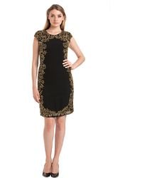 js collections floral appliqué gown