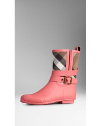 Burberry Belted Check Rain Boots - Lyst